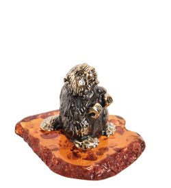 Народные промыслы AM- 796 Фигурка «Бобер» (латунь, янтарь)