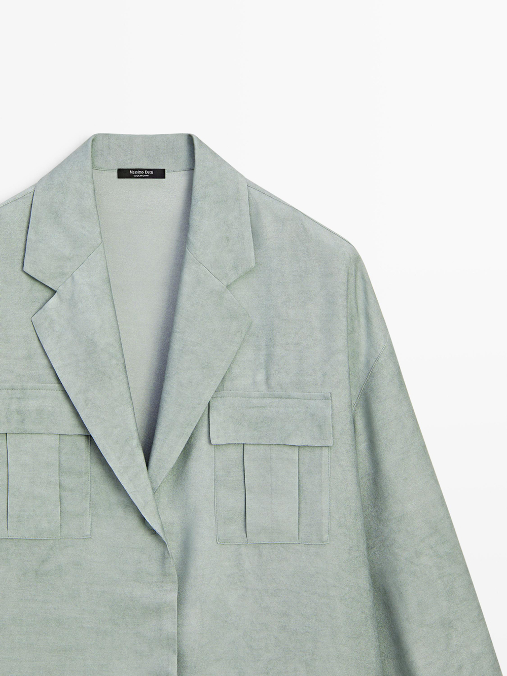 Massimo Dutti Жакет с карманами, фисташково-зеленый