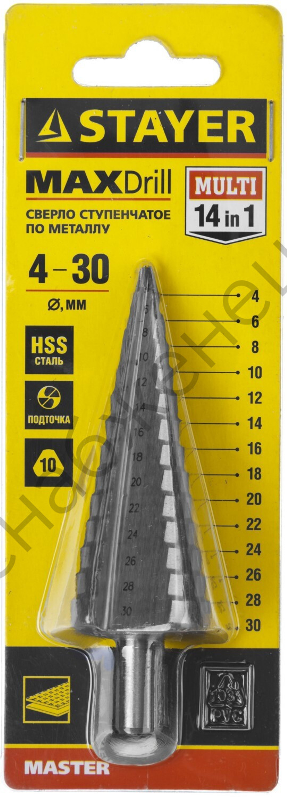Сверло ступенчатое 4-30мм, 14 ступеней, STAYER