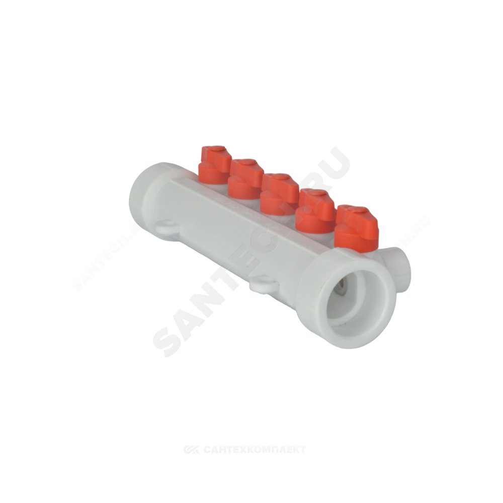 Коллектор PP-R белый Дн 40х20 на 4 выхода с кранами VALFEX 101134004