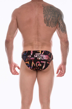 Черные трусы-слипы с разноцветными блестящими надписями (Размер: M) (Цвет: черный)