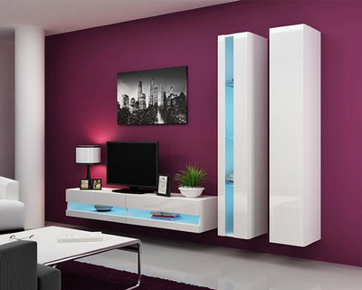 Гостиная Виго нью 5 МДФ Белый DM635-6 / Белый Фасадный 0101 260*42*180 см, Белый, Белый Фасадный   Фиеста