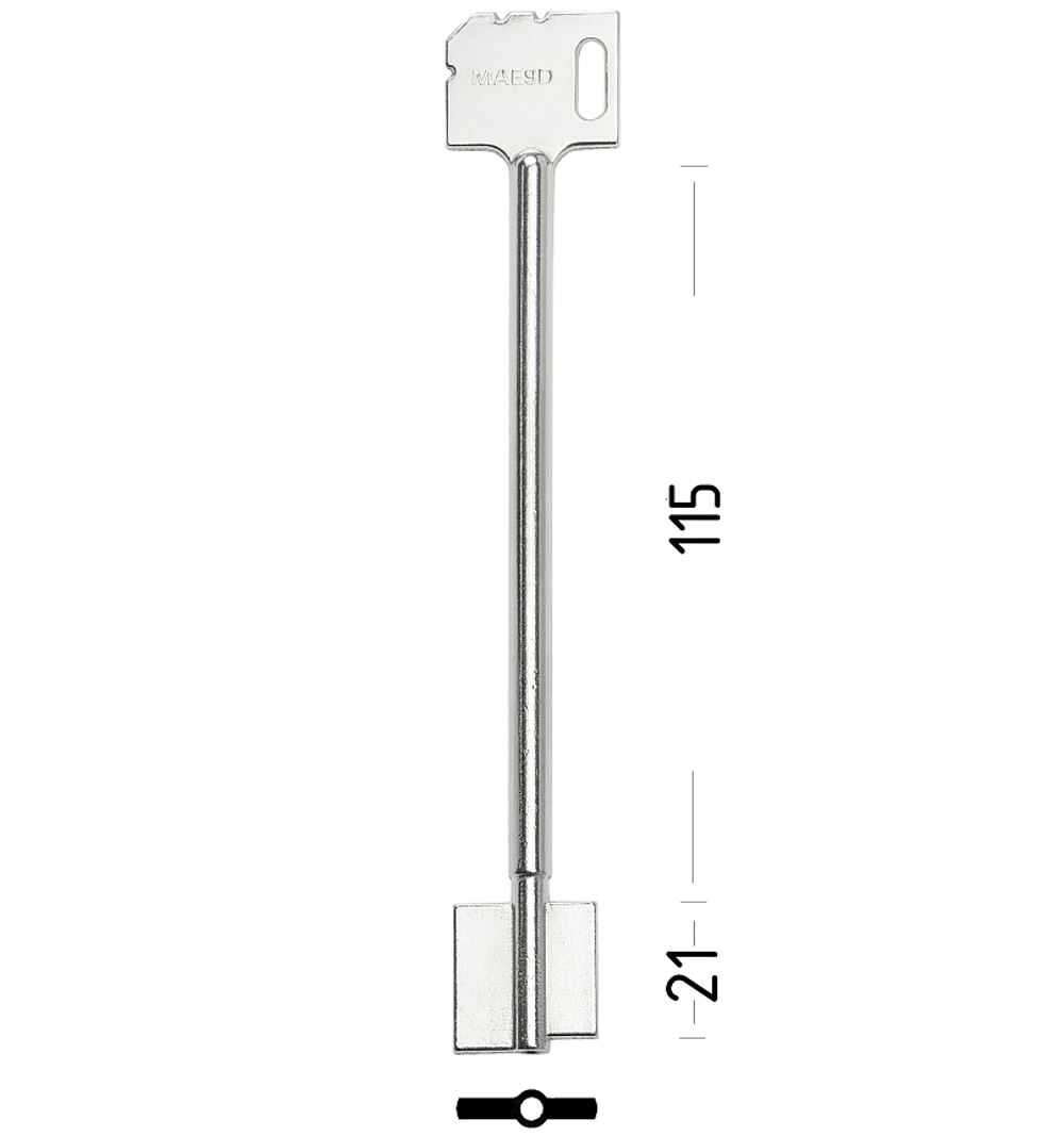 Заготовка сувальдного ключа 13066 (MAE9D)