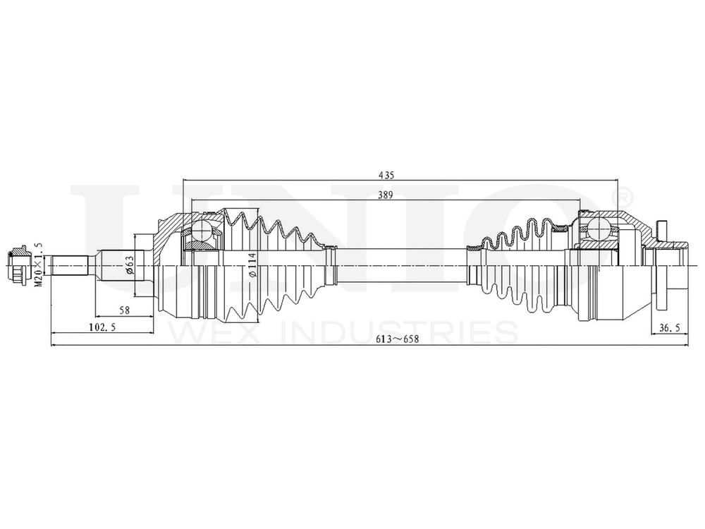 Привод в сборе передний левый UNIO CVJ-10080