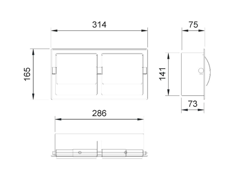 Держатель туалетной бумаги на 2 рулона встраиваемый нерж. сталь 05206.B глянцевый
