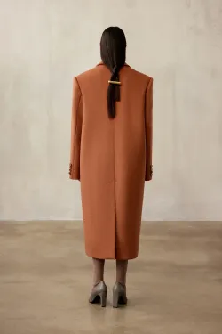 Пальто двубортное (((Power + dressing))), терракотовое