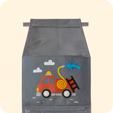 Кармашки для детского сада, на липучке. Пожарная с фетровыми колесами