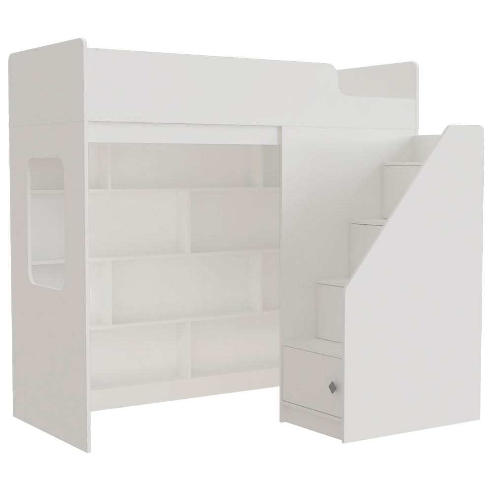 Кровать-чердак КарИВи Л-С603.3 75x175 Белое Дерево Белый