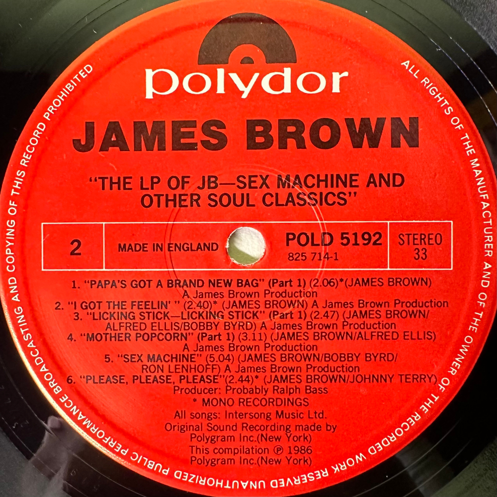 James Brown ‎– The LP Of JB - Sex Machine And Other Soul Classics (Англия 1985г.)