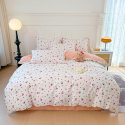 Постельное белье Семейный (2 пододеяльника) 100% Хлопок Сатин Розочки
