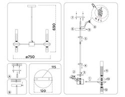 Ambrella Люстра со стеклянными плафонами на штанге Modern LH55353