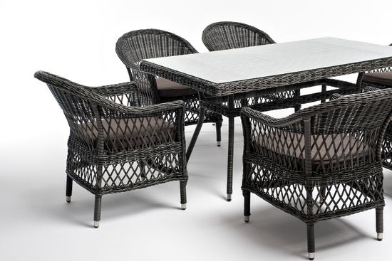 "Амароне" обеденная группа из искусственного ротанга на 6 персон, цвет графит