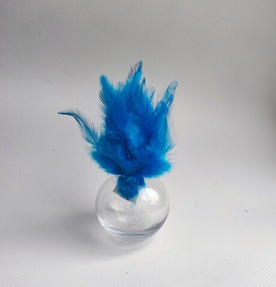 Перья петуха голубые 7 - 13 см. 20 шт.