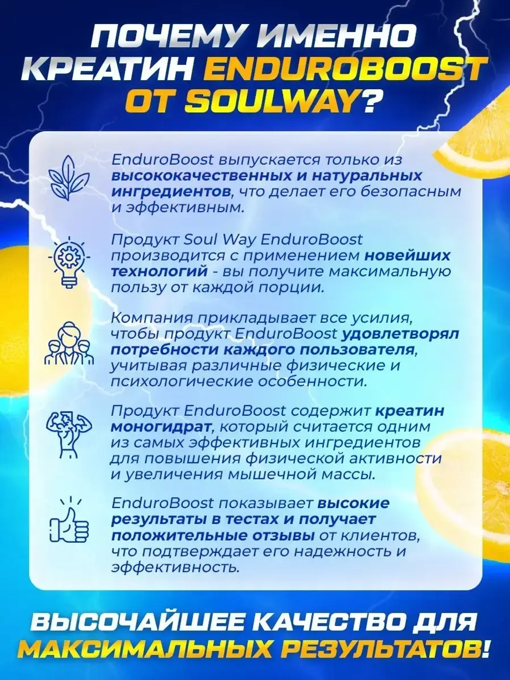 Креатин моногидрат порошок с лимоном 200гр