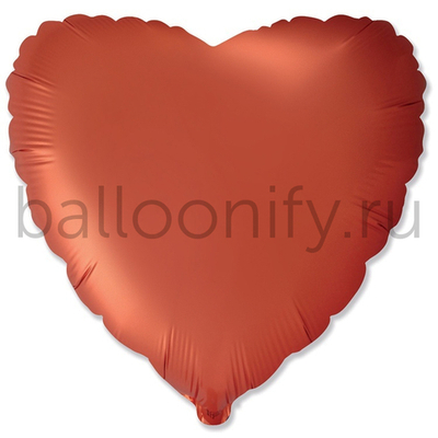 Фольгированная фигура, сердце, 18"/46СМ Сатин Orange