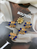 Пуговицы Шан. в форме цветка с персиковыми и синими стразами