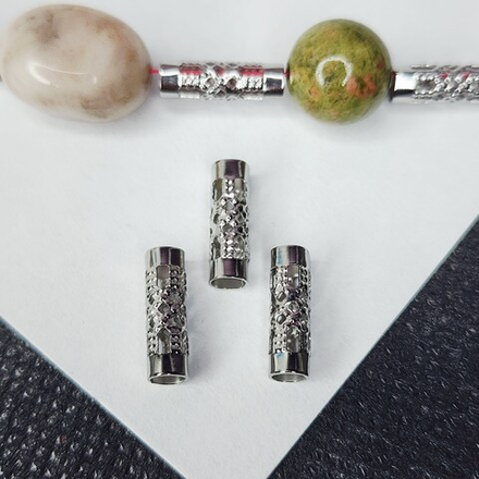 Бусина сталь, трубочка легкая ажурная, р-р 12×4мм, штучно