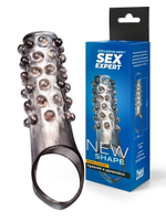 Дымчатая насадка на пенис с выпуклостями - 11 см. (Цвет: дымчатый)