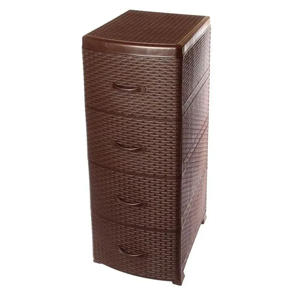 Комод 4 секции Ротанг без декора коричневый