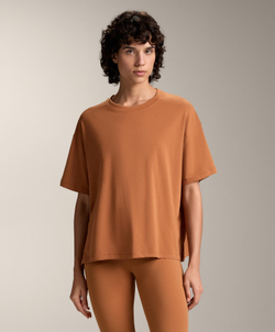 Oysho Футболка с короткими рукавами из смесового хлопка, цвет жженого апельсина