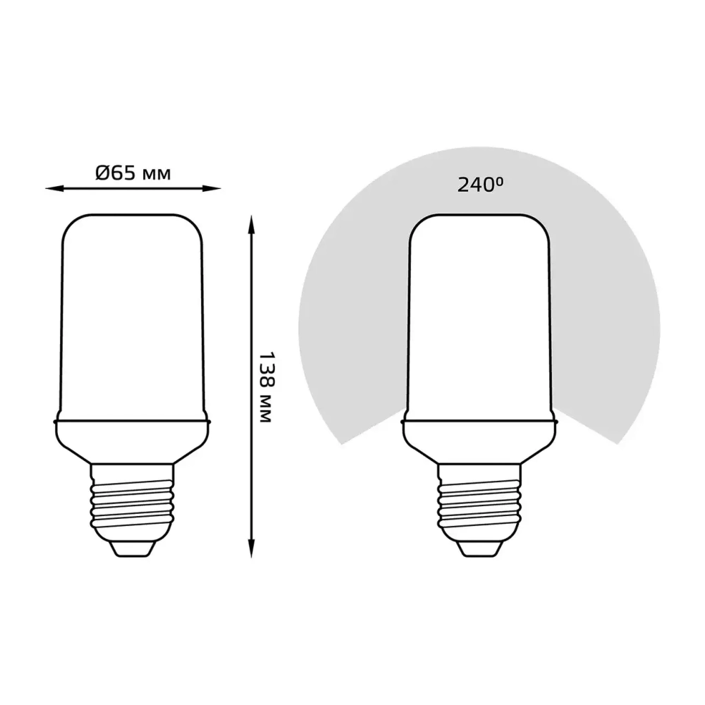 Лампа Gauss LED T65 Flame 5W E27 20-80lm 1500K 157402105