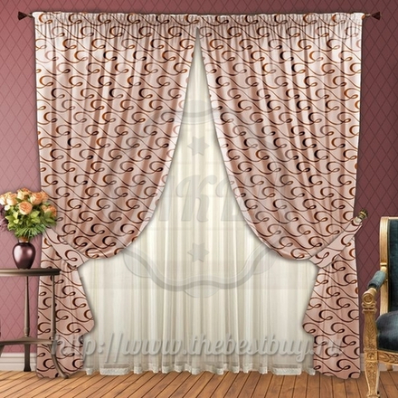 Комплект штор Абрау (арт. 1105)  - 500х270, (200х270)х2 см.