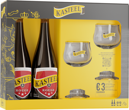 Пивной Подарочный Набор Кастель Руж / Van Honsebrouck Kasteel Rouge - 2*0.75 + 2 Бокала