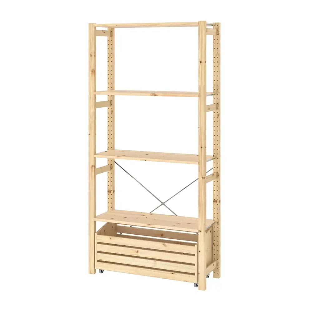 Стеллаж с ящиком - IKEA IVAR, 89х30х179 см, сосна, ИВАР ИКЕА