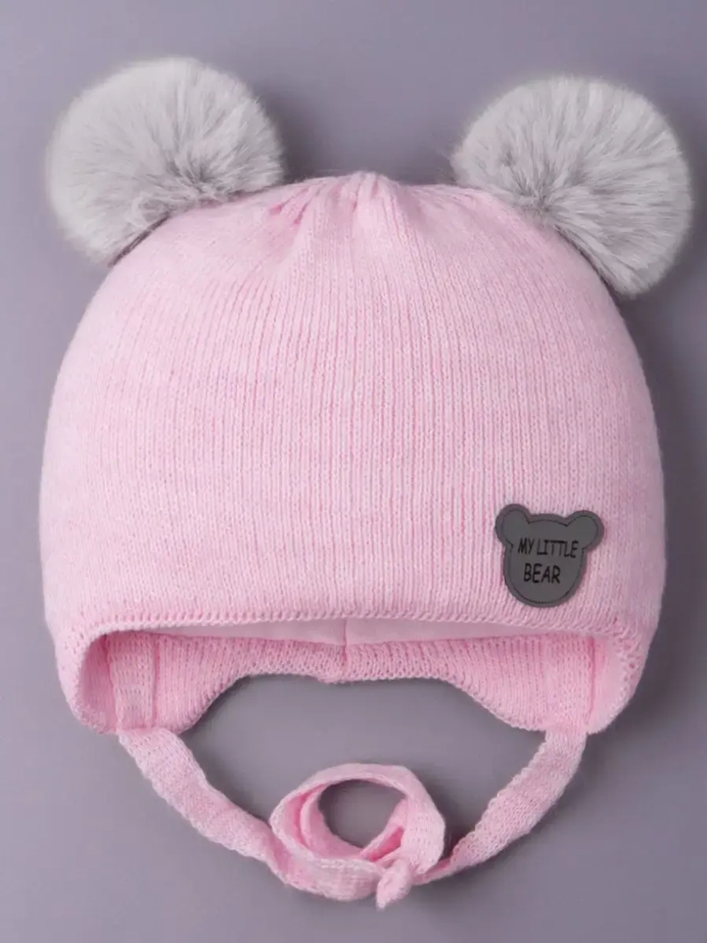 Шапка для девочки зимняя вязаная с ушками