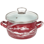 Кастрюля сталь, эмал, 3 л, с крыш, Сантэкс, Шейк бордово-белый, 1-2430111, индукц