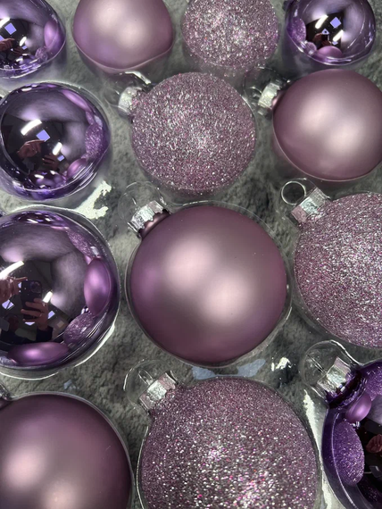 Набор стеклянных шаров Лавандовый микс 42 шт., Christmas De Luxe (87168)