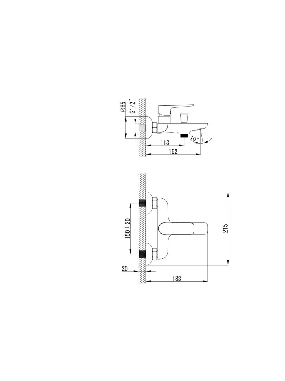 Смеситель для ванны хромированная латунь серии ELEGANCE