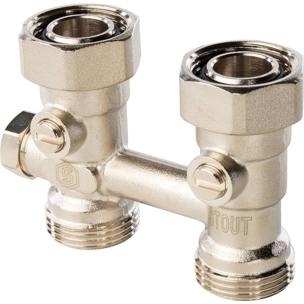 Узел нижнего подключения прямой STOUT - 3/4" (НР/НГ, PN10, Tmax 120°С, для однотрубной системы)