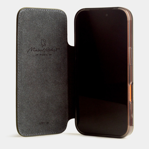 Чехол-книжка кожаная для iPhone 17 Pro Max, теленок зеленого цвета