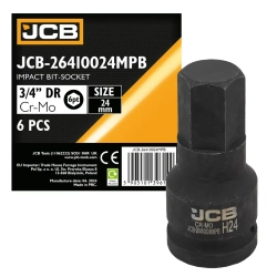 Головка-бита ударная 6-гранная 3/4'', 24мм JCB JCB-26410024MPB