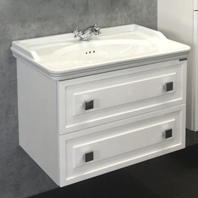 Тумба-умывальник "Феррара-80" белый глянец с раковиной 50180