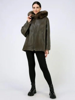 Дубленка зимняя натуральная с капюшоном оверсайз