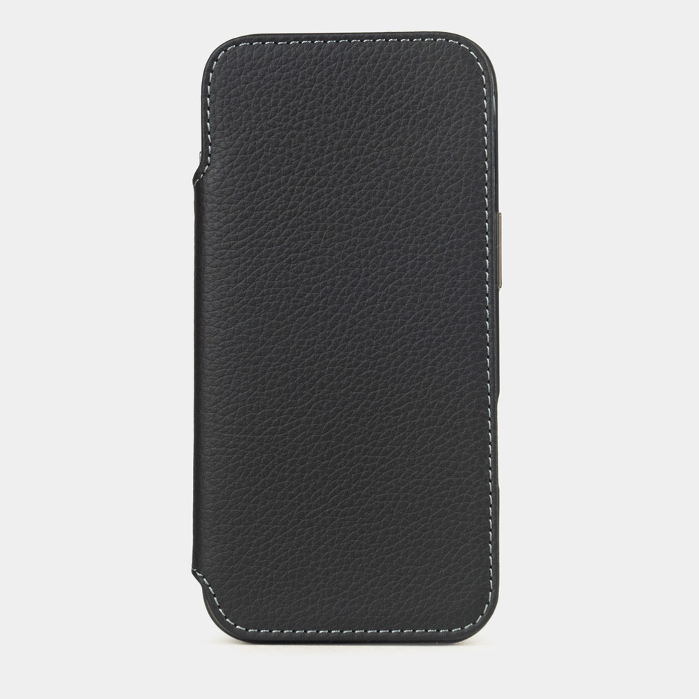 Чехол-книжка кожаная для iPhone 17 Air, теленок черного цвета