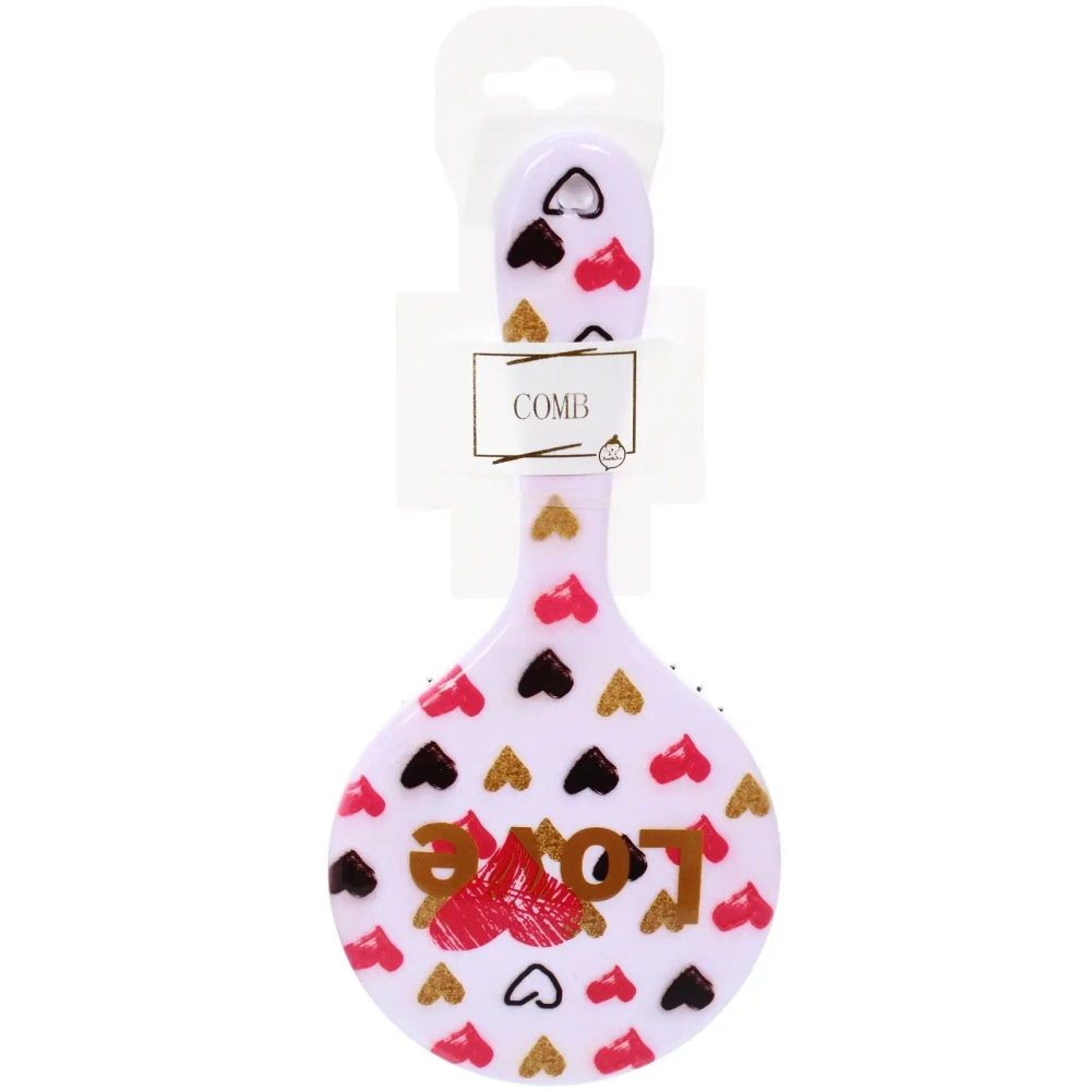 Расческа массажная круглая форма «КОЛЛЕКЦИЯ ИМАНИ - АМОР», микс 4 дизайна, 22*10см (PVC подвес)