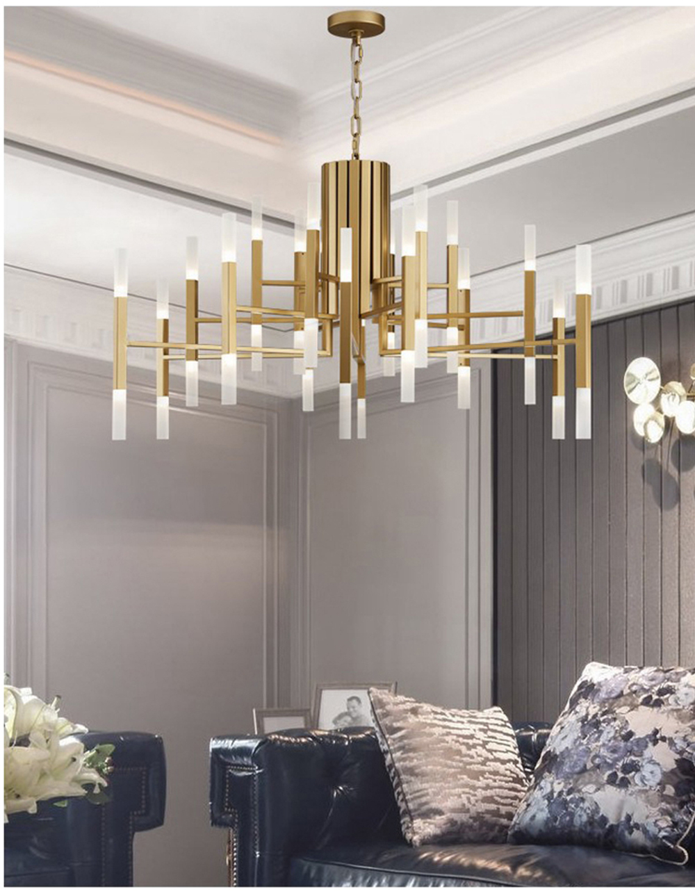 Pendant design lamp  THE LIGHT by Alma 24 lampshades (Gold)