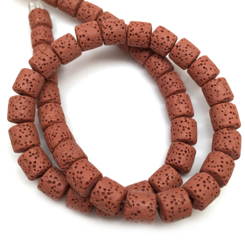 Лава бордо 8х8 мм, бусины (нить)