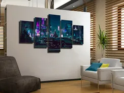 Модульная картина "Киберпанк 2077 - Ночной Город"