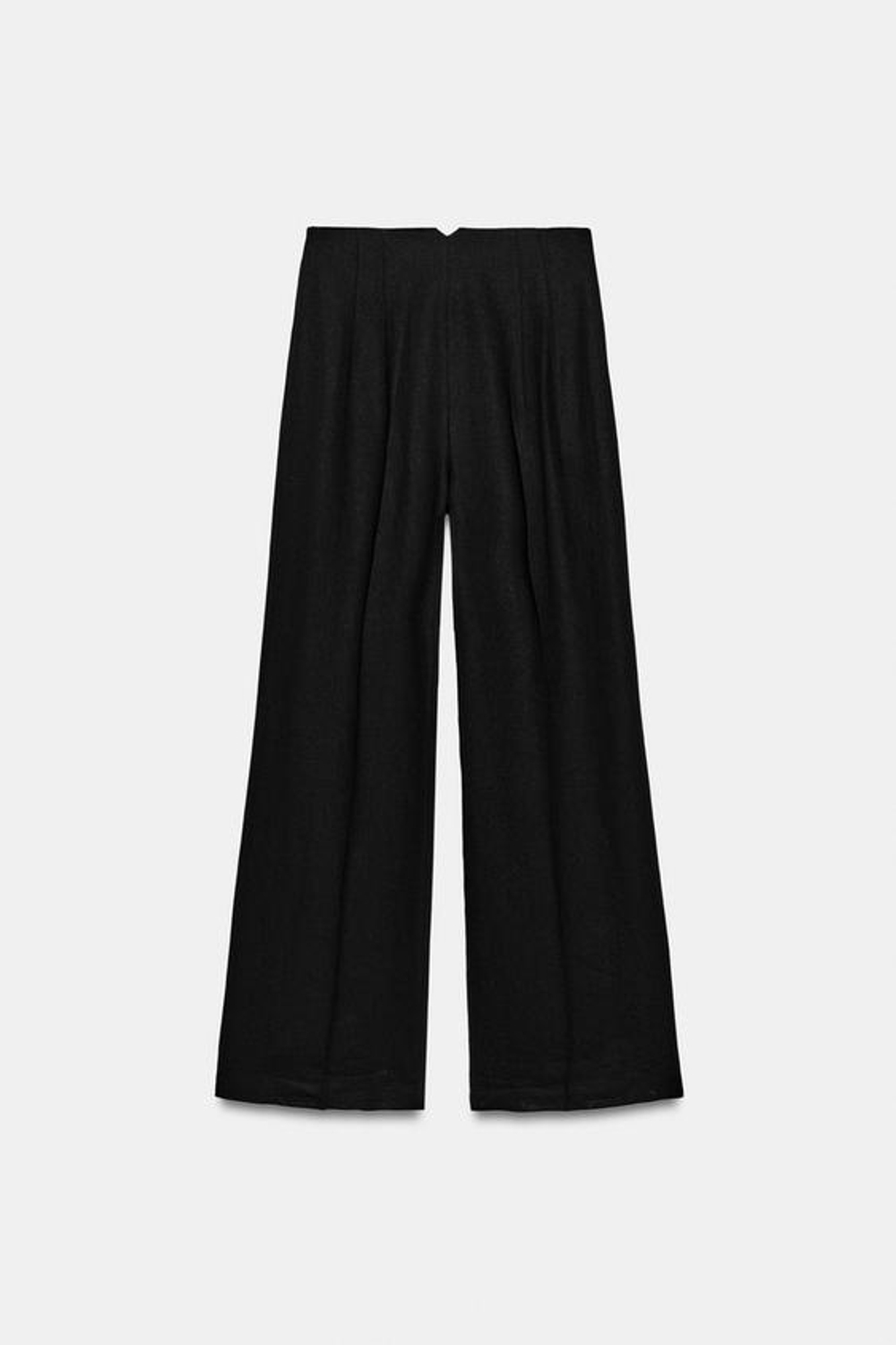 ZARA БРЮКИ С ВЫСОКОЙ ПОСАДКОЙ ИЗ СМЕСОВОГО ЛЬНА — ZW COLLECTION, ЧЕРНЫЙ