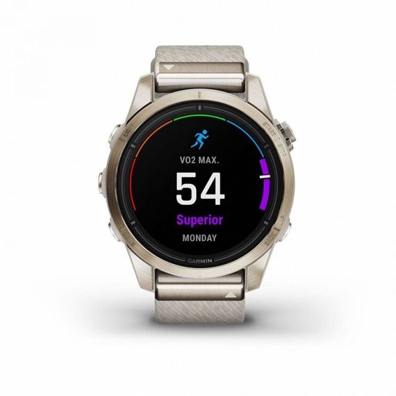 Garmin Epix Pro Gen 2 Sapphire 42 мм — золотистые часы с нейлоновым ремешком