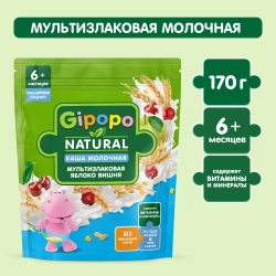 Каша Gipopo молочная Мультизлаковая яблоко вишня 170г с 6 месяцев