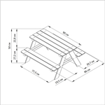 Стол детский, 90х86х50, Микки, садовый стол с лавками, из массива дерева, Dipriz