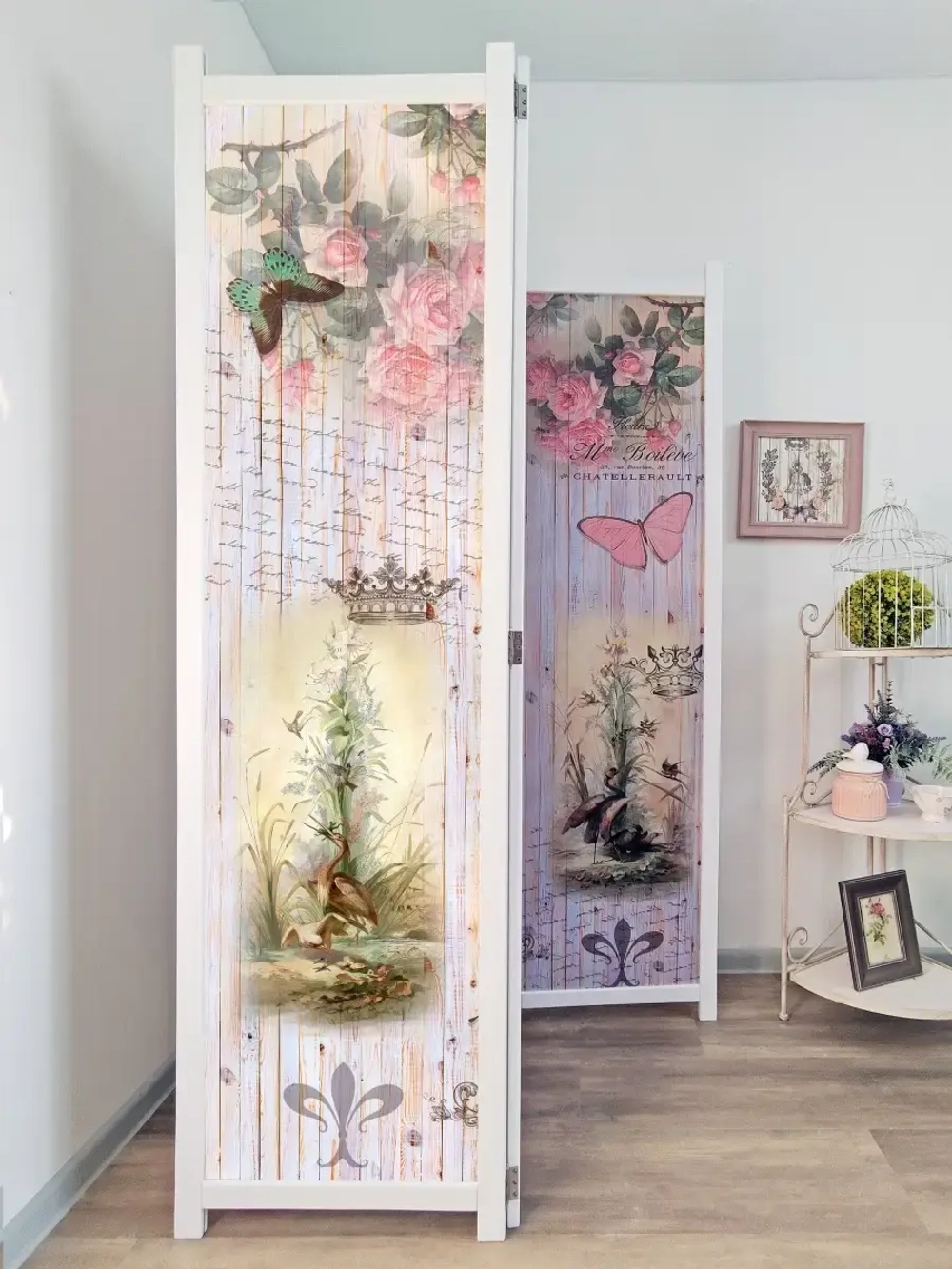 Ширма из массива дерева "Птички" 180см