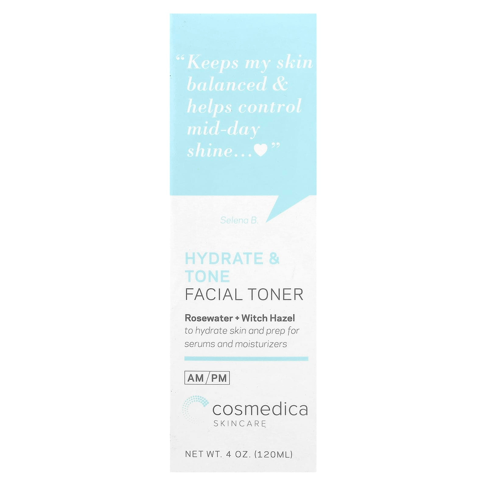 Cosmedica Skincare, Увлажняющий и тонизирующий тоник для лица, розовая вода + гамамелис, 4 унции (120 мл)