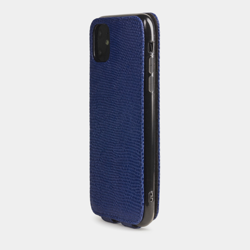 Special order: Чехол для iPhone 11 из натуральной кожи ящерицы, синего цвета