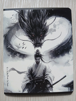 Тетрадь 48 листа А5+. "Дракон и Самурай", общая, клетка. Формат А5+ (163*203 мм). Арт.120042. С полями. Комплект 5 шт.